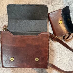 New Handmade Brown Leather Men's Bag with glasses  holder